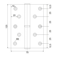 Петля съёмная VETTORE 125×75×2.5mm-1BB AB-L левая Бронза, 2шт 20630