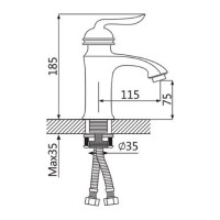 Смеситель для раковины OUTE хром, монтаж на одно отверстие на гайке T3901