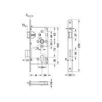 Врезной замок Hafele PC никель, 55/20 мм 911.02.390