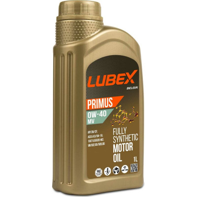 Синтетическое моторное масло Lubex PRIMUS MV 0W-40 CF/SN A3/B4 1 л L034-1621-1201