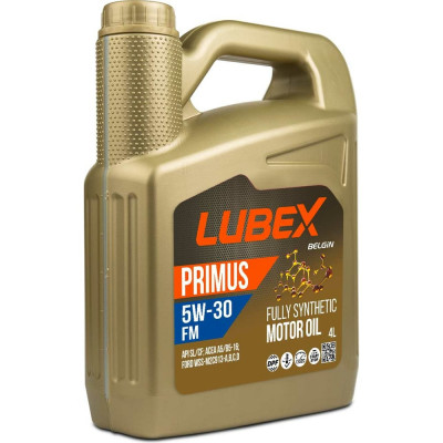 Синтетическое моторное масло Lubex PRIMUS FM 5W-30 CF/SL A5/B5 4 л L034-1315-0404