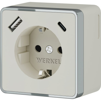 Розетка с заземлением WERKEL шторками и usb тип a+c gallant слоновая кость a057699
