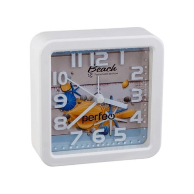 Часы-будильник Perfeo Quartz PF-TC-014 квадратные 10,5x10,5 см, ракушка 30015233