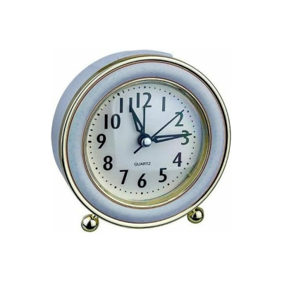 Часы-будильник PERFEO Quartz " PF-TC-016", круглые, 10,5 см, подсветка, синий 30015240