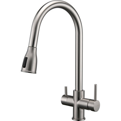 Смеситель для кухни Paulmark LANGE, брашированная сталь,  La214212-BS