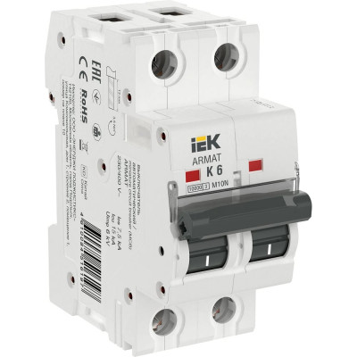 Автоматический выключатель IEK Armat m10n 2p k 6а AR-M10N-2-K006
