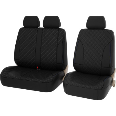 Чехлы PSV King Next TRANSIT Черный отстрочка синяя терморомб экокожа 135733