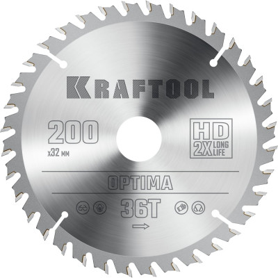 Диск пильный по дереву KRAFTOOL Optima 200x32 мм, 36Т 36951-200-32
