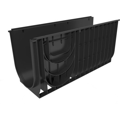 Пластиковый лоток Gidrolica dn300 h480 мм с чугунной щелевой решеткой и крепежом класс c250 834534