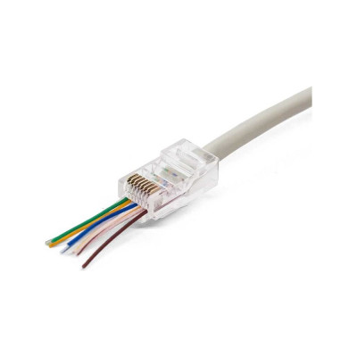 Коннектор Filum rj-45, 5e кат, сквозные отверстия, 8p8c, 6 мкм, универсальный, для одножильного и многожильного кабеля, упаковка 100 шт FL-NA-PLUG5E-4