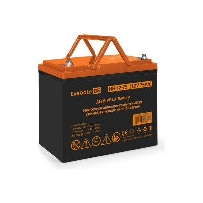 Аккумуляторная батарея HR 12-75 12 V, 75 A*h, под болт М6 ExeGate 282984