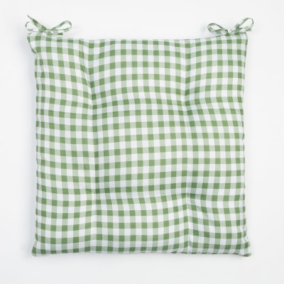 Сидушка на стул Этель Клетка, 40x40 см, зеленый, 100% полиэстер 7810955
