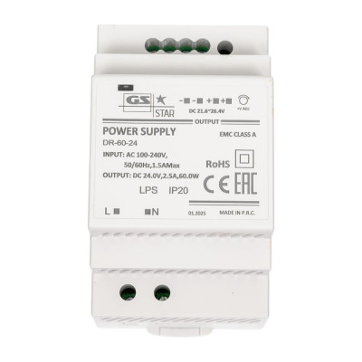 Блок питания на DIN рейку GS Star DR-60w-24v 3224
