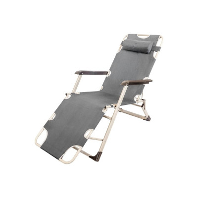 Шезлонг складной с подголовником и подлокотниками WMC TOOLS серый WMC-FG-HY-8007G(51773)