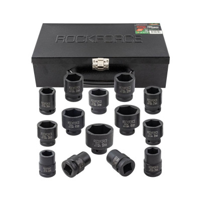 Набор ударных головок Rockforce 3/4" 6гр. 17, 19, 21, 22, 24, 27, 30, 32, 34, 35, 36, 41, 46, 50, 14 предметов в кейсе RF-6141-5MPB(58403)
