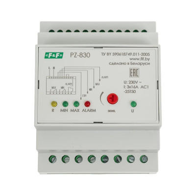 Трехуровневое реле уровня жидкости Евроавтоматика F&F PZ-830 (без датчиков) контроль аварийного уровня, 4 модуля, монтаж на DIN-рейке EA08.001.010