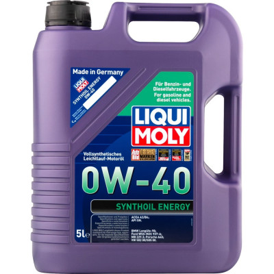 Синтетическое моторное масло LIQUI MOLY Synthoil Energy 0W-40 SN A3/B4 (5л) 9515