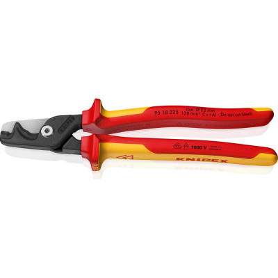Кабелерез Knipex StepCut XL VDE ступенчатый рез, Ø 23 мм, 225 мм, хром, 2-комп диэлектрические ручки KN-9518225
