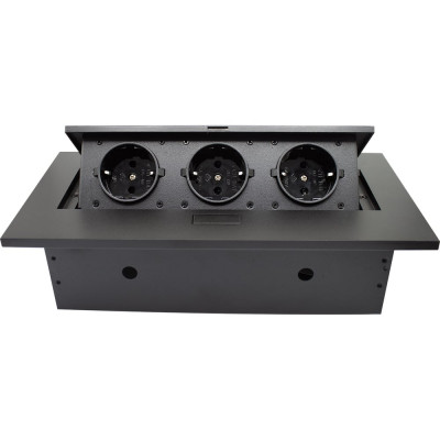 Выдвижная встраиваемая розетка Mebax MX-226 (J) 3 секции Чёрный Полуавтоматический 266х130х68мм (без кабеля питания) 00-00002879