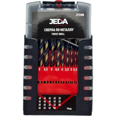 Набор сверл по металлу 25 шт; 1-13 мм, HSS JEDA J72389