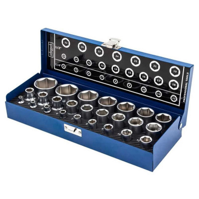 Головки 1/4"DR, 1/2"DR, набор 25 предмета, 6 гр. Scheppach Sch-50121G(60020)