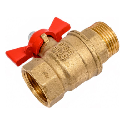 Кран шаровой Valfex N/P59 бирка для воды, 3/4" ВР/НР, ручка бабочка, латунный 11Б27фт1М (72/18) VF.218.LB1.034.N/P59.Bir