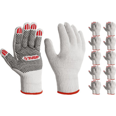 Перчатки с ПВХ покрытием (точка) ЗУБР Оптима М (8), х/б, 10 класс, 10 пар 11440-М10 11440-M10