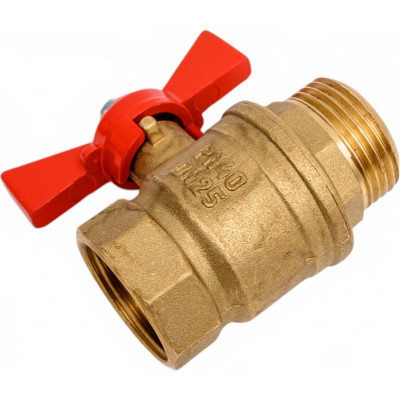 Кран шаровой Valfex N/P59 БИРКА для воды 1" ВР/НР ручка-бабочка, латунный 11Б27фт1М (48/12) VF.218.LB1.100.N/P59.Bir