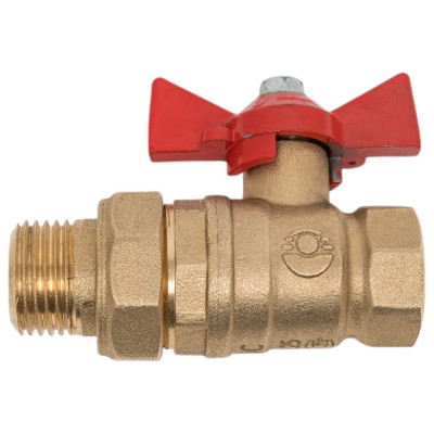 Шаровой кран Valfex N/P59 БИРКА для воды 1/2" ВР/НР ручка-бабочка, американка латунный 11Б27фт1М (80/20) VF.227.LB1.012.N/P59.Bir