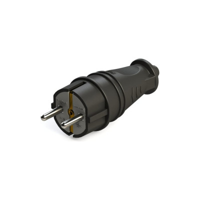 Вилка прямая Systeme Electric MultiSet 16А 250В IP44 с заземлением каучук черный SE MST4001BK