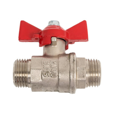 Кран шаровой Valfex N/P59 бирка для воды, 3/4" НР/НР, ручка бабочка, латунный никелированный 11Б27фт1М VF.219.NB1.034.N/P59.Bir