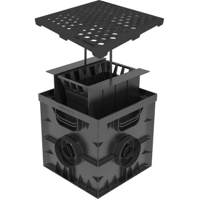 Дождеприемник Gidrolica Point 30x30x30см в сборе с чугунной решеткой "соты" 2305/3