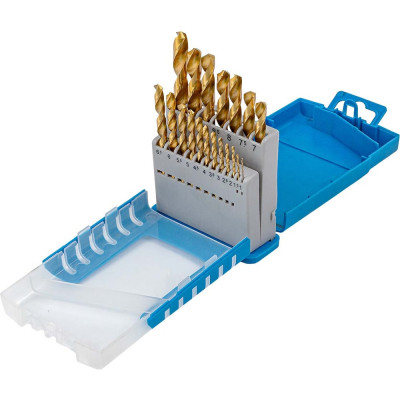 Набор сверл по металлу HSS TIN 19 шт, 1-10 мм, шаг 0.5 мм, в пластиковом футляре Forsage F-924U19(49098)