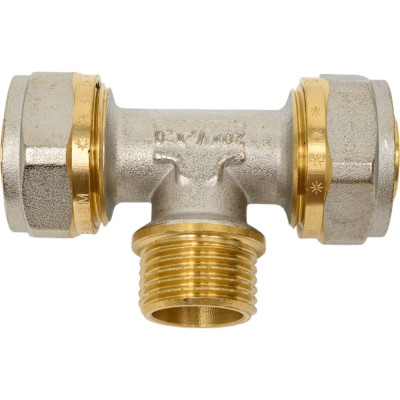 Тройник обжимной для металлопластиковых труб Millennium 20мм х 1/2" х 20мм с наружной резьбой MTM1220