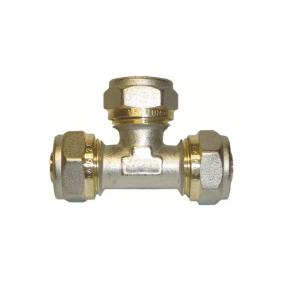 Тройник обжимной 20×20×20 мм для металлопластиковых труб — латунный фитинг для систем отопления и водоснабжения Millennium MTS202020