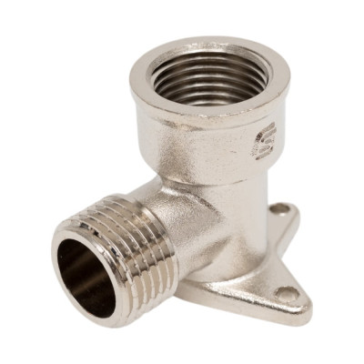 Угольник SantechSystems латунь, устан Ду15 м/р 3 отверстия никель 128-9011