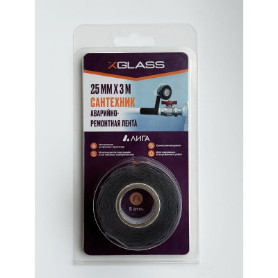 Лента XGLASS САНТЕХНИК силиконовая самослипающаяся черная 25 мм х 3 м 160528