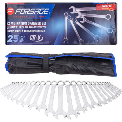 Набор ключей комбинированных Forsage 25 предметов 6-28,30,32мм F-5261P Premium(61124)