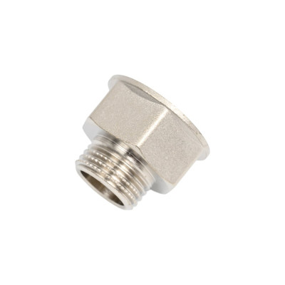 Переход LD PRIDE DN20х15 (3/4"ВР х 1/2"НР) латунь никель с биркой LD.67.519.20х15
