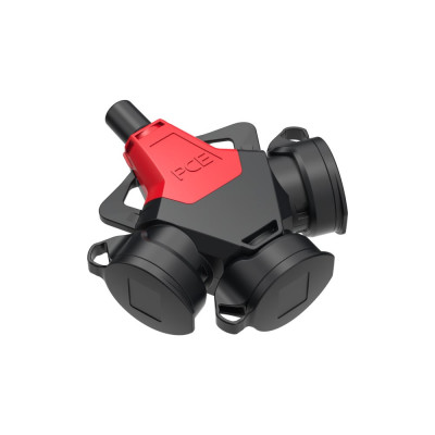 Тройник кабельный PCE 16A/250V/2P+E/IP54 с резиновым корпусом 253711-sr
