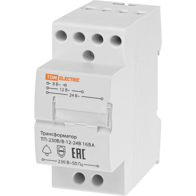 Трансформатор понижающий TDM ELECTRIC ТП-230В/8-12-24В 16ВА DIN-рейка TDM SQ0225-0021