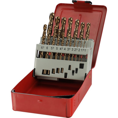 Набор сверл по металлу H-Tools 1-10мм, 19шт, DIN338, HSSE-Co5 135град. LH-левые 215214LiHT