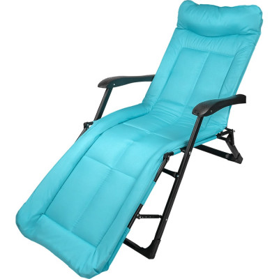 Шезлонг складной с подлокотниками на мягкой основе WMC TOOLS голубой, 1780х670х300 мм, макс. нагрузка 200 кг WMC-FG-HY-8000LB(59943)