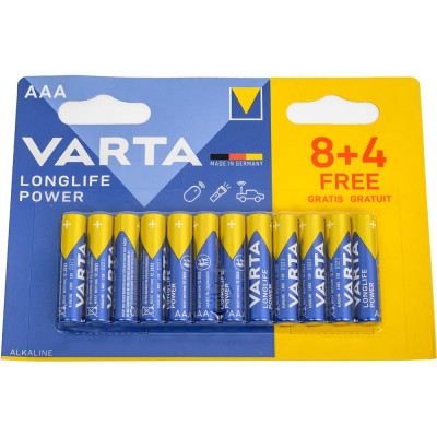 Батарейки Varta LONGLIFE POWER LR03/AAA BL8+4 бл. 12 4008496659203