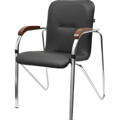 Офисный мягкий стул Gigant черный кожзам, с подлокотниками GCH-04