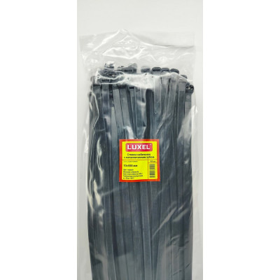 Стяжки с металлической вставкой (зубом) в головке LUXEL MET, черного цвета, 10x450, 100 шт. LX20175-MET.B