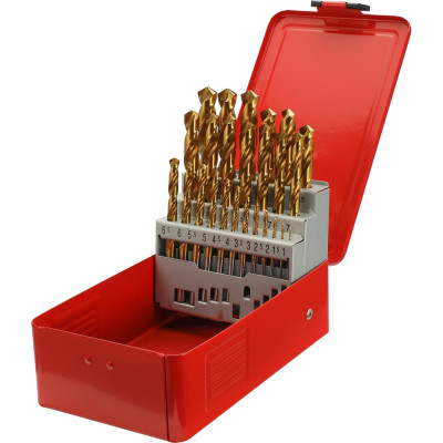 Набор сверл по металлу H-Tools серия Pro 1-13 мм, 25 шт, DIN338, HSS-G TiN, 118 градусов 250215PRO