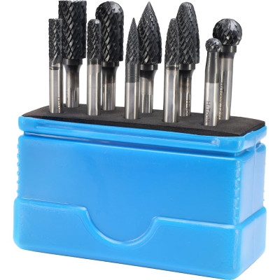 Набор бор-фрез твердосплавных H-Tools 10 шт HM TiALN S=6мм Mini-Box 116002FHT