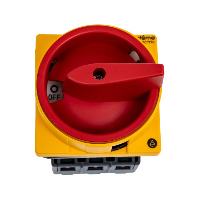 Выключатель разъединитель Systeme Electric 3P 63A IP20, с красной рукояткой на дверцу, 4 винтами С ЗАМКОМ MSD63310R