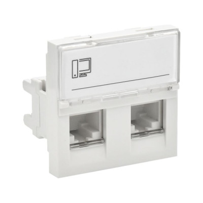 Розетка IEK PRIMER РКИ-22-00-П-5 RJ45 кат.5E (2м/2вх) бел. PR-KK40D-RI-0-2-2C5EU-K01